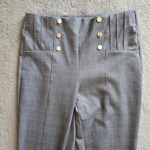 Ella Rafaella High Rise Button Detail Plaid Bootcut Pant size 8 - Picture 4 of 12